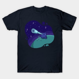 Stargazing Cat - Cute Space Lover Design T-Shirt